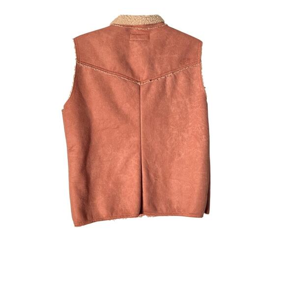Legacy Falls Vest Full Zip Women's Large Pink Plume Sherpa Line Faux Suede - Picture 4 of 4